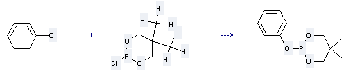 1,3,2-Dioxaphosphorinane,5,5-dimethyl-2-phenoxy- can be prepared by 2-chloro-5,5-dimethyl-[1,3,2]dioxaphosphinane and phenol at the temperature of 0 °C